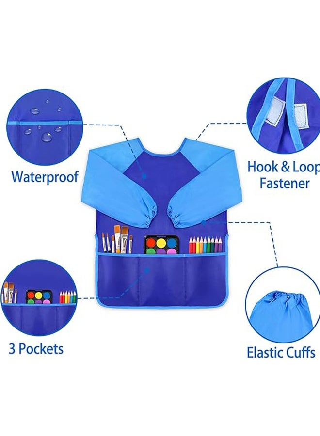YJ Kids Art Smock ,Toddler Paint Smock, Waterproof Long Sleeve painting apron kids with 3 Pockets for 3-8 Years Kids - Image 3
